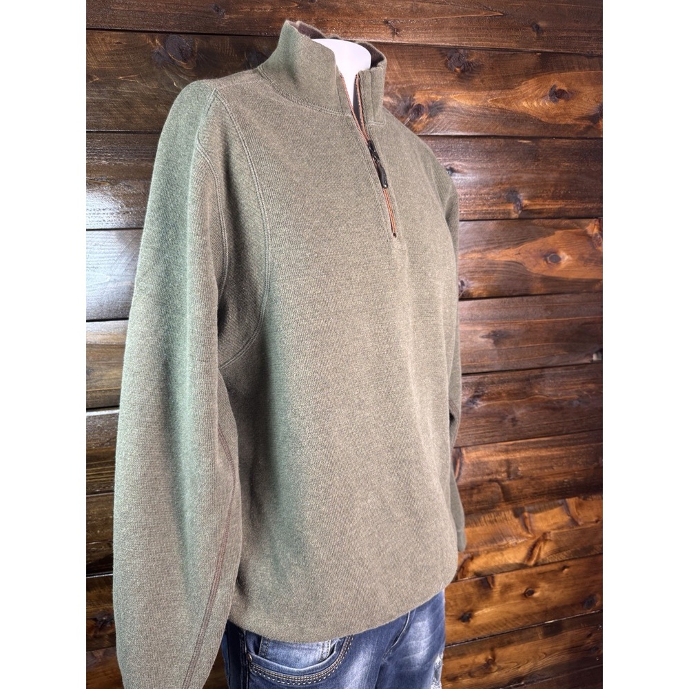 Tommy Bahama Reversible 1/4 Zip Ribbed Knit Pull Olive Green/Brown Men's Large‎ - Picture 10 of 15
